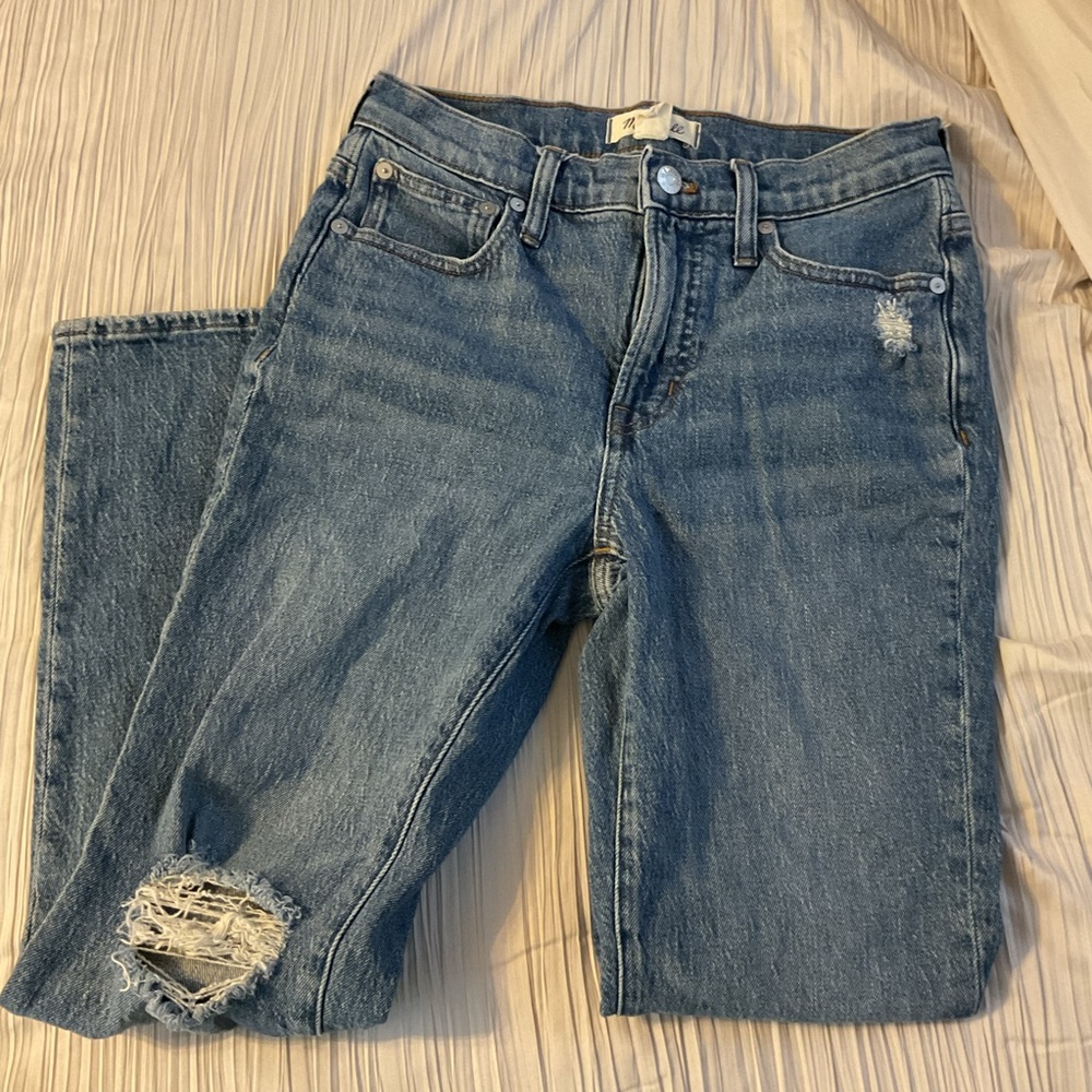 Madewell mid rise perfect vintage jeans, distressed size 25